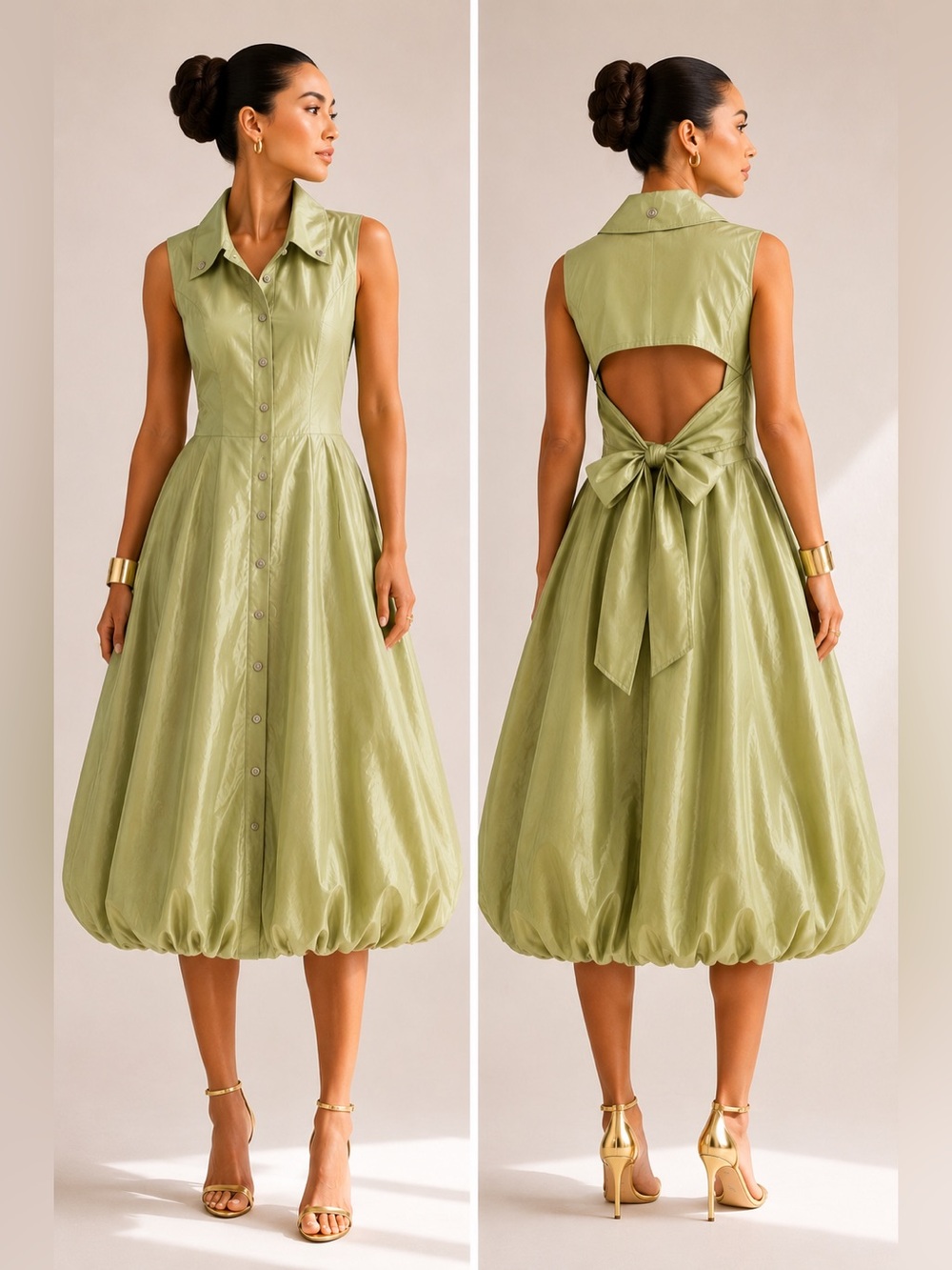 Frank Lyman Sculptural Bubble Midi Dress Open Back Statement Sz 8